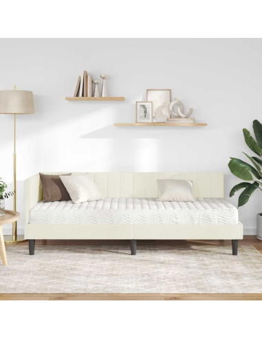 Struttura Letto Angolare con Materasso 2 pcs Crema Velluto
