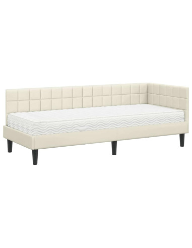 Struttura Letto Angolare con Materasso 2 pcs Crema Velluto