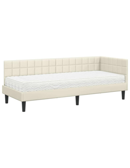 Struttura Letto Angolare con Materasso 2 pcs Crema Velluto
