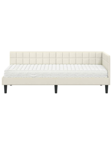 Struttura Letto Angolare con Materasso 2 pcs Crema Velluto