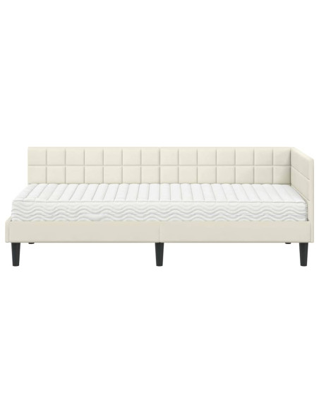 Struttura Letto Angolare con Materasso 2 pcs Crema Velluto