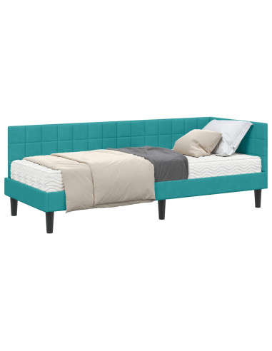 Struttura Letto Angolare con Materasso 2 pcs Turchese Velluto