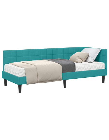 Struttura Letto Angolare con Materasso 2 pcs Turchese Velluto