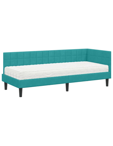 Struttura Letto Angolare con Materasso 2 pcs Turchese Velluto