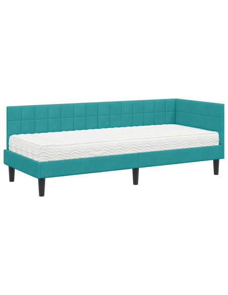 Struttura Letto Angolare con Materasso 2 pcs Turchese Velluto