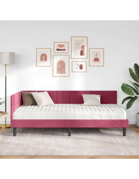 Struttura Letto Angolare con Materasso 2 pcs Verde Velluto