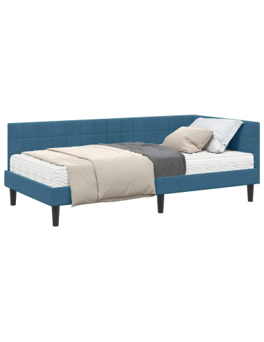 Struttura Letto Angolare con Materasso 2 pcs Blu Velluto