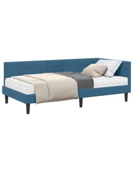 Struttura Letto Angolare con Materasso 2 pcs Blu Velluto