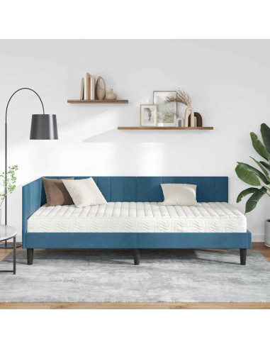 Struttura Letto Angolare con Materasso 2 pcs Blu Velluto