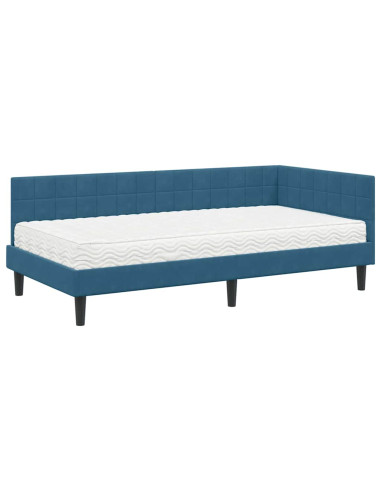 Struttura Letto Angolare con Materasso 2 pcs Blu Velluto