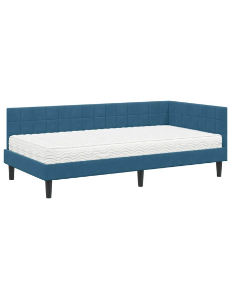 Struttura Letto Angolare con Materasso 2 pcs Blu Velluto