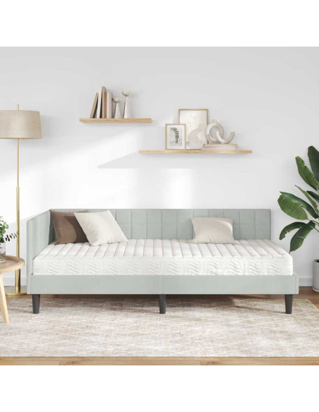 Struttura Letto Angolare con Materasso 2 pcs Grigio chiaro
