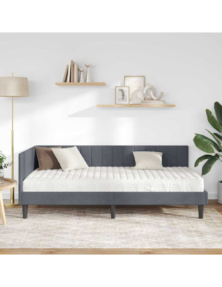 Struttura Letto Angolare con Materasso 2 pcs Grigio Velluto