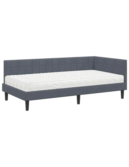 Struttura Letto Angolare con Materasso 2 pcs Grigio Velluto