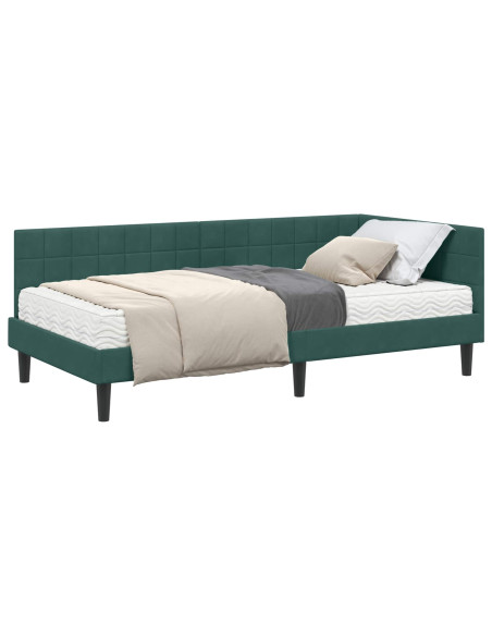 Struttura Letto Angolare con Materasso 2 pcs Verde Velluto