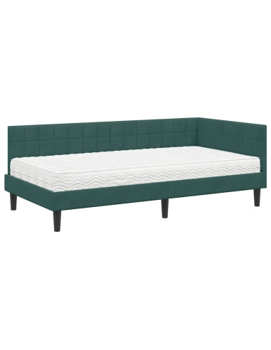 Struttura Letto Angolare con Materasso 2 pcs Verde Velluto