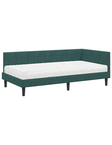 Struttura Letto Angolare con Materasso 2 pcs Verde Velluto