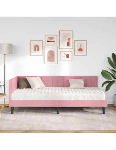 Struttura Letto Angolare con Materasso 2 pcs Grigio Velluto