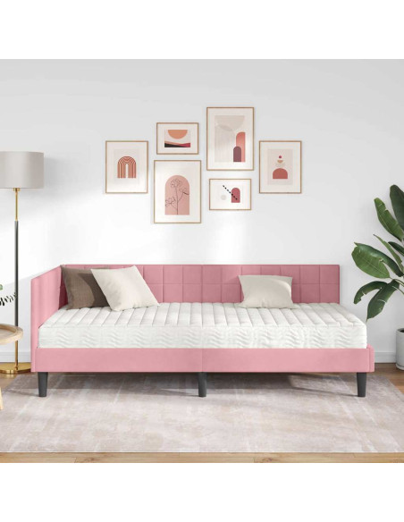 Struttura Letto Angolare con Materasso 2 pcs Grigio Velluto