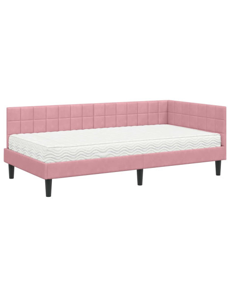 Struttura Letto Angolare con Materasso 2 pcs Grigio Velluto
