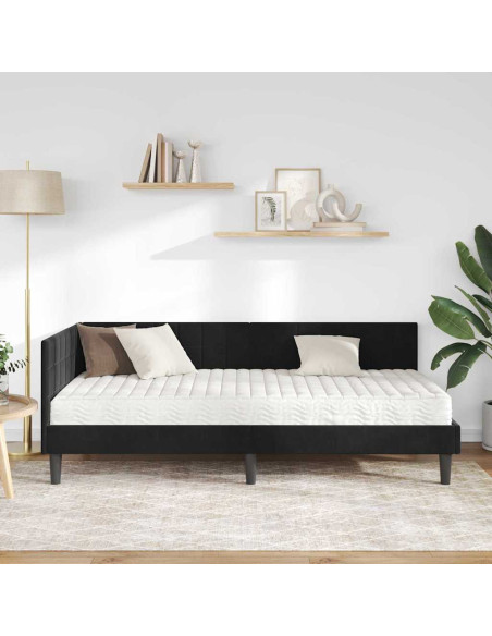 Struttura Letto Angolare con Materasso 2 pcs Nero Velluto