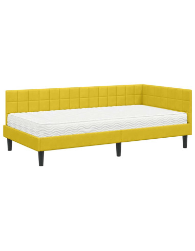 Struttura Letto Angolare con Materasso 2 pcs Giallo Velluto