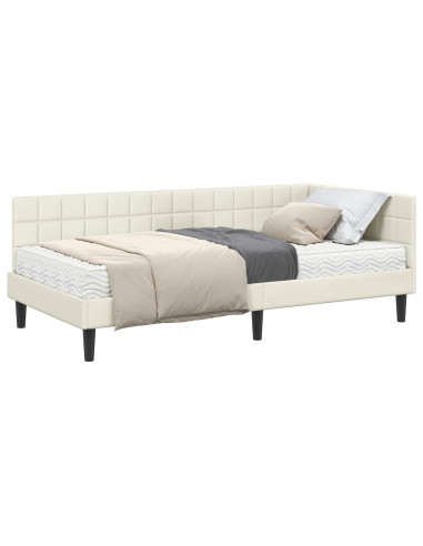 Struttura Letto Angolare con Materasso 2 pcs Crema Velluto
