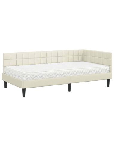 Struttura Letto Angolare con Materasso 2 pcs Crema Velluto