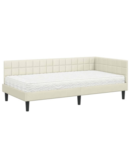 Struttura Letto Angolare con Materasso 2 pcs Crema Velluto