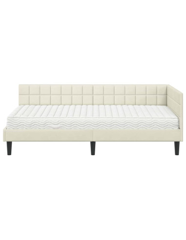Struttura Letto Angolare con Materasso 2 pcs Crema Velluto