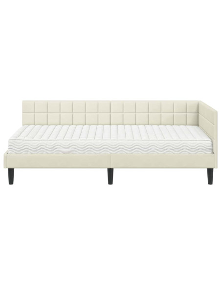 Struttura Letto Angolare con Materasso 2 pcs Crema Velluto
