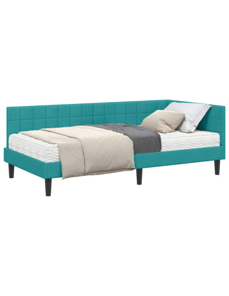 Struttura Letto Angolare con Materasso 2 pcs Turchese Velluto