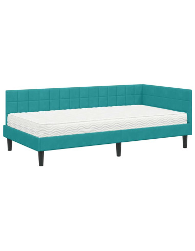 Struttura Letto Angolare con Materasso 2 pcs Turchese Velluto