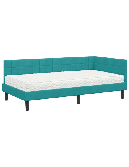 Struttura Letto Angolare con Materasso 2 pcs Turchese Velluto