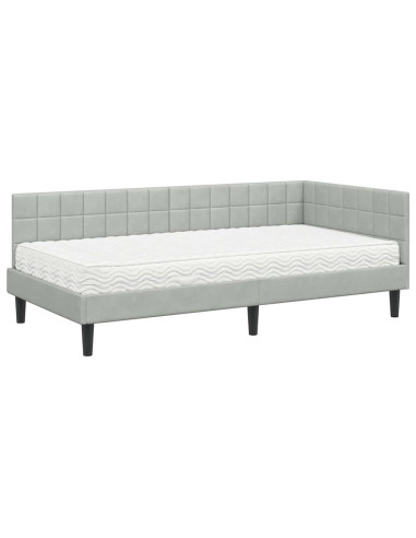 Struttura Letto Angolare con Materasso 2 pcs Grigio chiaro