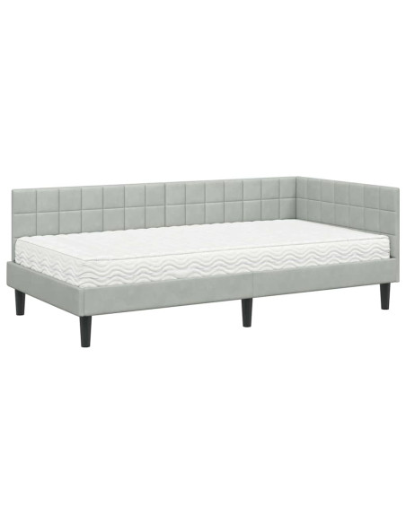 Struttura Letto Angolare con Materasso 2 pcs Grigio chiaro