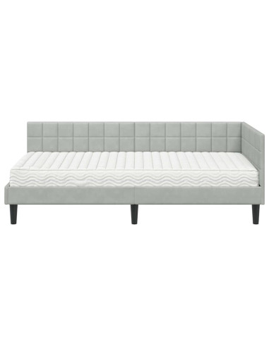 Struttura Letto Angolare con Materasso 2 pcs Grigio chiaro