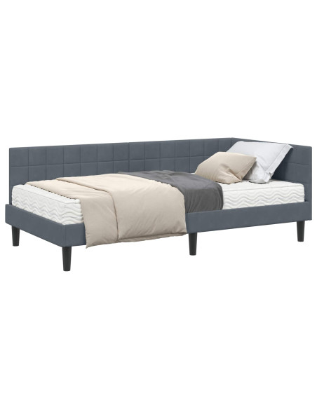 Struttura Letto Angolare con Materasso 2 pcs Grigio Velluto