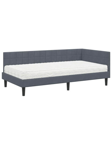 Struttura Letto Angolare con Materasso 2 pcs Grigio Velluto