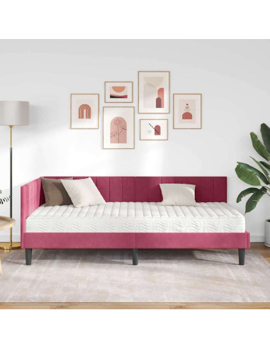 Struttura Letto Angolare con Materasso 2 pcs Verde Velluto