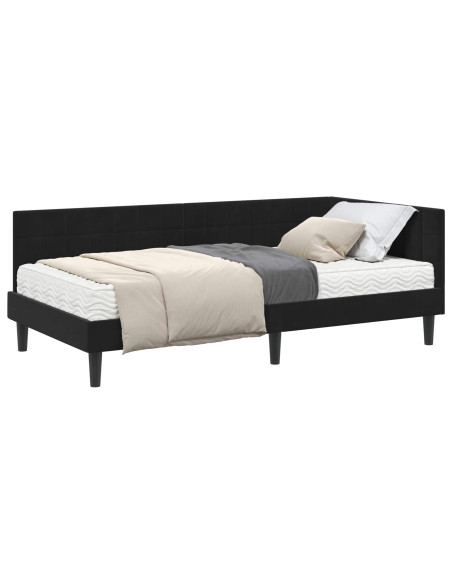 Struttura Letto Angolare con Materasso 2 pcs Nero Velluto