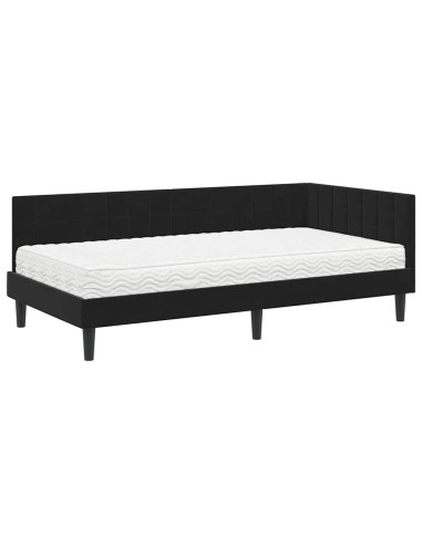 Struttura Letto Angolare con Materasso 2 pcs Nero Velluto