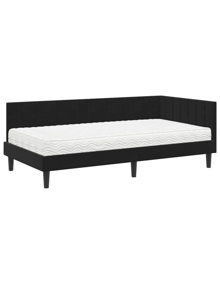 Struttura Letto Angolare con Materasso 2 pcs Nero Velluto
