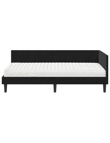 Struttura Letto Angolare con Materasso 2 pcs Nero Velluto