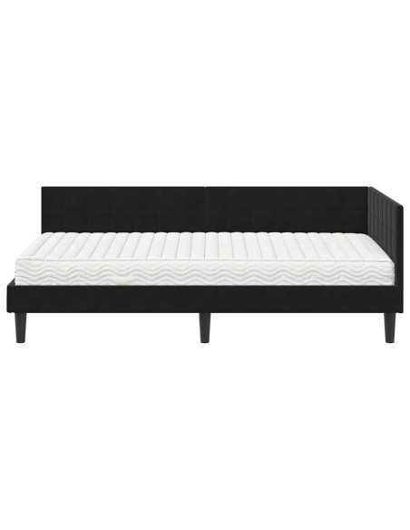 Struttura Letto Angolare con Materasso 2 pcs Nero Velluto