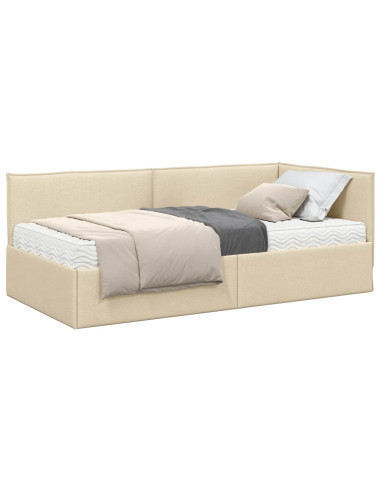 Struttura Letto Angolare con Materasso 2 pcs Crema Velluto