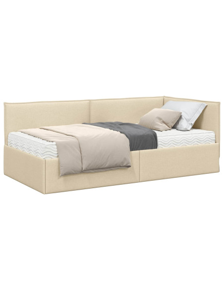 Struttura Letto Angolare con Materasso 2 pcs Crema Velluto