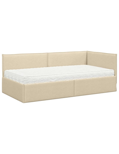Struttura Letto Angolare con Materasso 2 pcs Crema Velluto