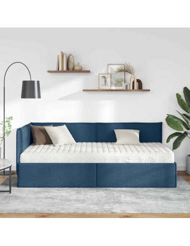 Struttura Letto Angolare con Materasso 2 pcs Blu Velluto