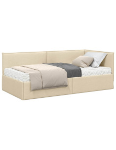 Struttura Letto Angolare con Materasso 2 pcs Crema Velluto 2